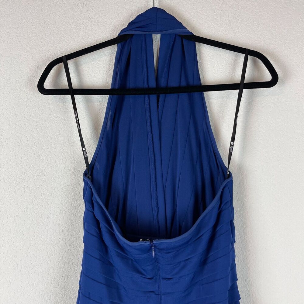 Tadashi Collection Halter Dress Womens Medium Blue Pleated Sleeveless Cocktail - Picture 7 of 15